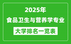 全国食品卫生与营养学专业最好的大学排名一览表（2025最新）