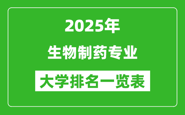 全国生物制药专业最好的大学排名一览表(2025最新)