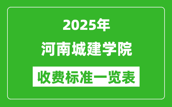 2025河南城建学院学费多少钱一年,各专业收费标准一览表