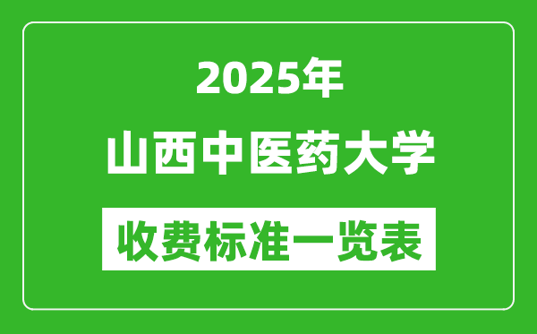 2025山西中医药大学学费多少钱一年,各专业收费标准一览表