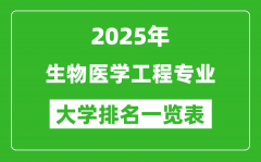 全国生物医学工程专业最好的大学排名一览表（2025最新）