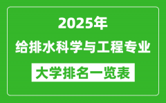 全国给排水科学与工程专业最好的大学排名一览表（2025最新）