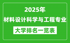 全国材料设计科学与工程专业最好的大学排名一览表（2025最新）