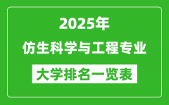 全国仿生科学与工程专业最好的大学排名一览表（2025最新）