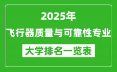 全国飞行器质量与可靠性专业最好的大学排名一览表（2025最新）