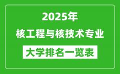 全国核工程与核技术专业最好的大学排名一览表（2025最新）