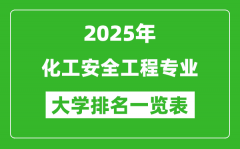 全国化工安全工程专业最好的大学排名一览表（2025最新）