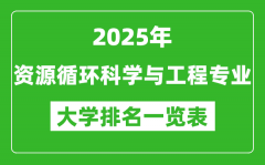 全国资源循环科学与工程专业最好的大学排名一览表（2025最新）