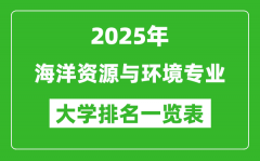 全国海洋资源与环境专业最好的大学排名一览表（2025最新）