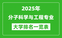 全国分子科学与工程专业最好的大学排名一览表（2025最新）