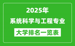 全国系统科学与工程专业最好的大学排名一览表（2025最新）