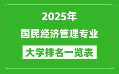 全国国民经济管理专业最好的大学排名一览表（2025最新）