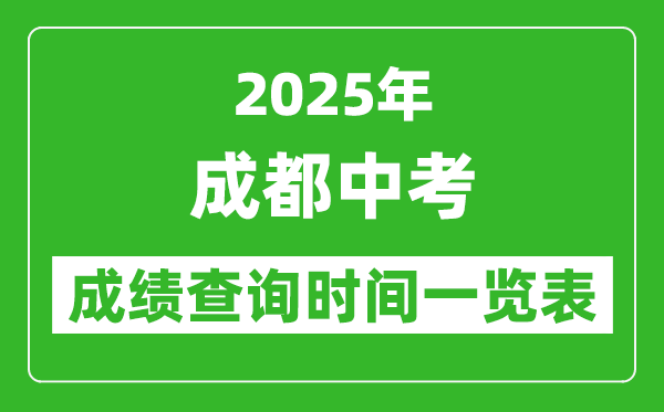 成都中考成绩查询时间2025年具体时间一览表