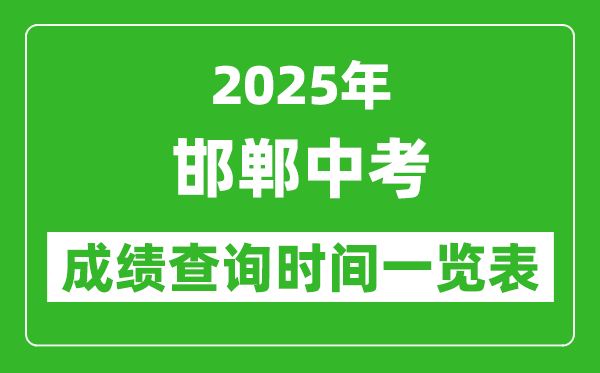 邯郸中考成绩查询时间2025年具体时间一览表