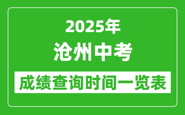 沧州中考成绩查询时间2025年具体时间一览表