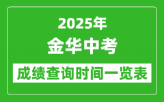 金华中考成绩查询时间2025年具体时间一览表