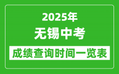 无锡中考成绩查询时间2025年具体时间一览表