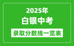 2025年白银中考录取分数线一览表(含历年分数线)