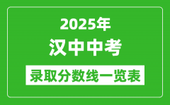 2025年汉中中考录取分数线一览表(含历年分数线)