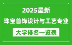 全国珠宝首饰设计与工艺专业最好的大学排名一览表（2025最新）