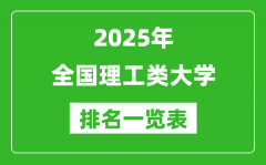 2025全国理工类大学排名一览表（含录取分数线）