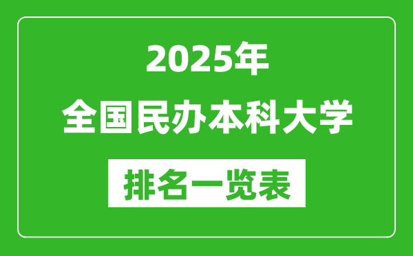 2025全国民办本科大学排名一览表(50所)