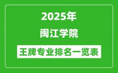 2025年闽江学院王牌专业排名一览表(含录取分数线)
