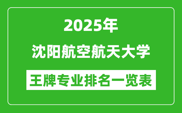 2025年沈阳航空航天大学王牌专业排名一览表(含录取分数线)