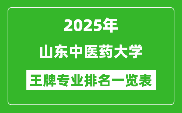 2025年山东中医药大学王牌专业排名一览表(含录取分数线)