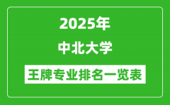 2025年中北大学王牌专业排名一览表(含录取分数线)