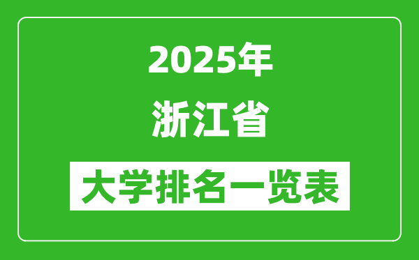 2025浙江省大学排名一览表(浙大第一、温医大第十)