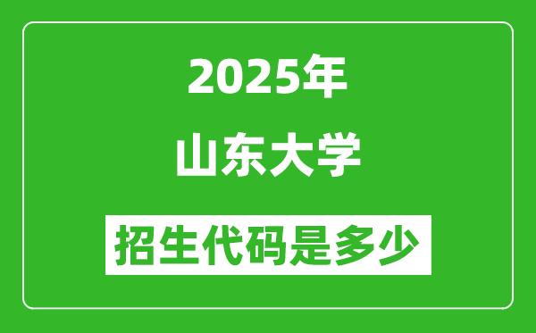 2025山东大学招生代码是多少？附各专业代码对照表