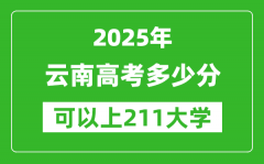 2025年云南高考多少分可以上211大学？附云南投档线
