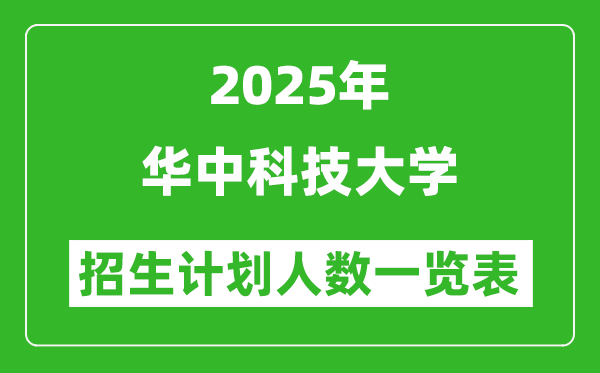 2025年华中科技大学在各省招生计划人数一览表