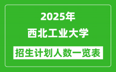 2025年西北工业大学在各省招生计划人数一览表