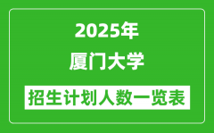 2025年厦门大学在各省招生计划人数一览表
