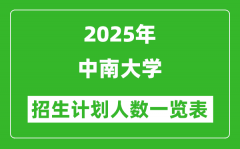 2025年中南大学在各省招生计划人数一览表