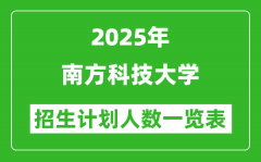 2025年南方科技大学在各省招生计划人数一览表