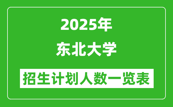 2025年东北大学在各省招生计划人数一览表