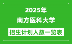 2025年南方医科大学在各省招生计划人数一览表