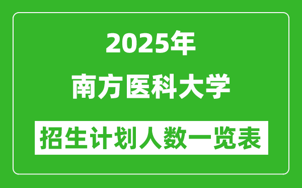 2025年南方医科大学在各省招生计划人数一览表