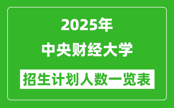 2025年中央财经大学在各省招生计划人数一览表