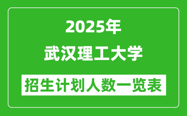 2025年武汉理工大学在各省招生计划人数一览表