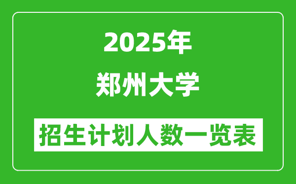 2025年郑州大学在各省招生计划人数一览表