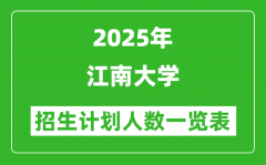 2025年江南大学在各省招生计划人数一览表