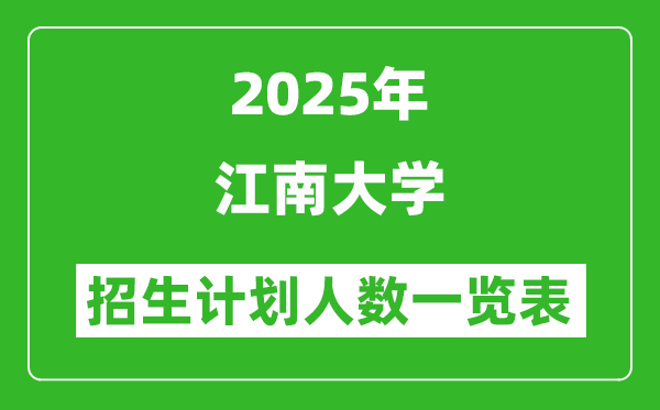 2025年江南大学在各省招生计划人数一览表
