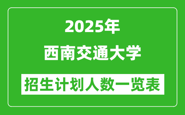 2025年西南交通大学在各省招生计划人数一览表