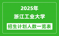 2025年浙江工业大学在各省招生计划人数一览表