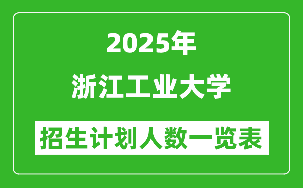 2025年浙江工业大学在各省招生计划人数一览表