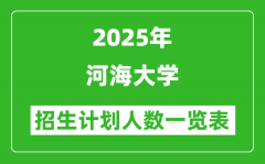 2025年河海大学在各省招生计划人数一览表